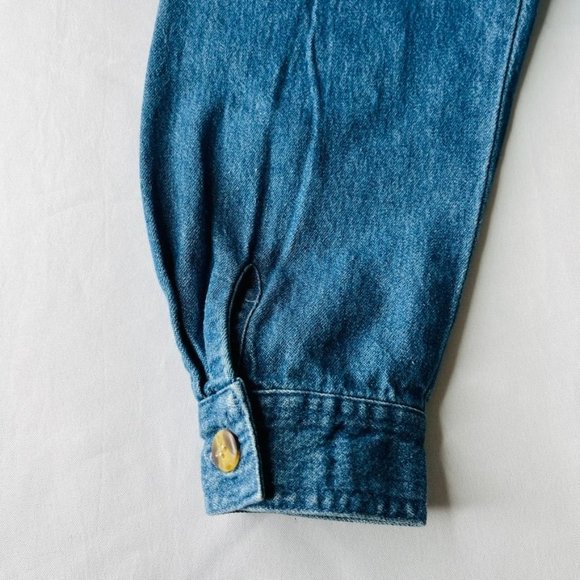 Giorgio Sant Angelo Denim Shirt Dress Size 8  70's Belted Long Sleeve Collared - Picture 9 of 12